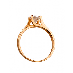 Золотое кольцо с цирконием куб. (01-19043175) фотография