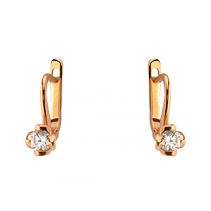 Золотые серьги с цирконием куб. (01-200539575) фотография