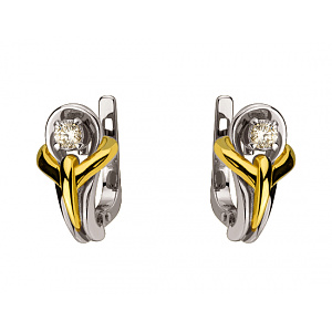 Золоті сережки з діамантами (01-200575975) фотографія