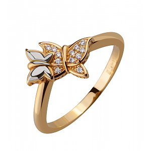 Золота каблучка з камінням Swarovski (4б_к-239) фотографія