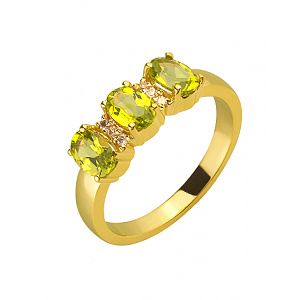 Золотое кольцо с фианитами  и  хризолитами (1к-260) фотография