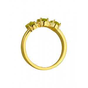 Золотое кольцо с фианитами  и  хризолитами (1к-260) фотография