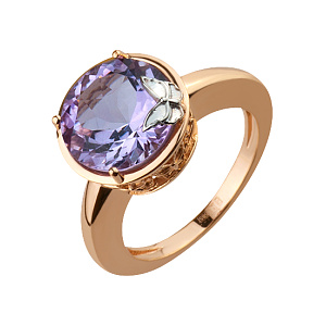 Золотое кольцо с аметистом (8к-250) фотография