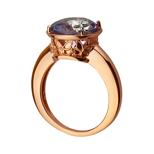 Золотое кольцо с аметистом (8к-250) фотография