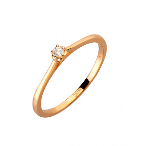 Золотое  кольцо с бриллиантом (01-200063876) фотография