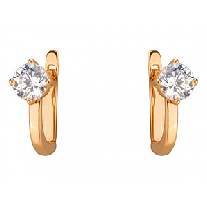 Золотые серьги с цирконием куб. (01-200080276) фотография