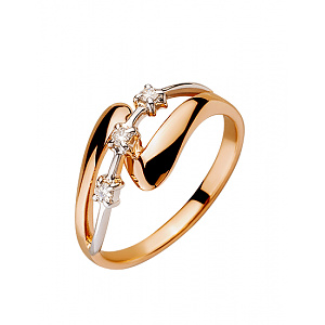 Золота каблучка з діамантами (01-200449076) фотографія