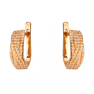 Золоті сережки з цирконієм куб. (01-200530776) фотографія