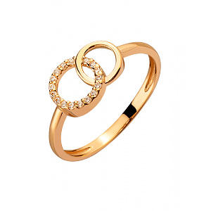 Золотое кольцо с цирконием куб. (01-200535176) фотография