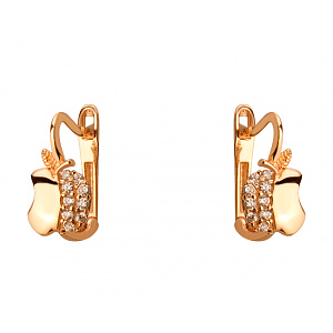 Золоті сережки з цирконієм куб. (01-200573476) фотографія