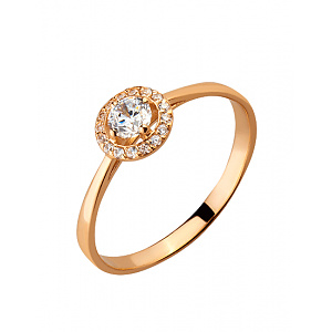 Золотое кольцо с цирконием куб. (01-19064277) фотография