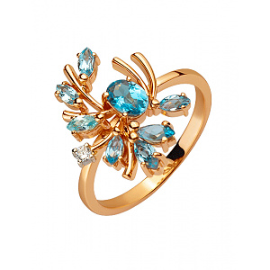 Золотое кольцо с топазами (01-200438377) фотография