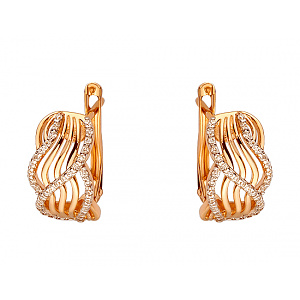 Золоті сережки з цирконієм куб. (01-200468477) фотографія