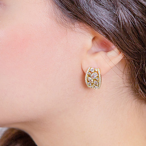 Золоті сережки з фіанітами (3б_с-129) фотографія