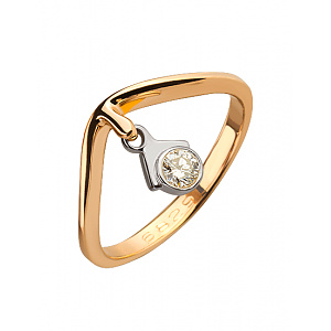 Золота каблучка з діамантом (01-19053878) фотографія