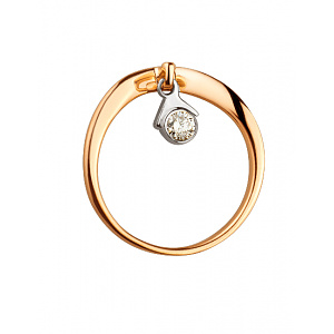 Золота каблучка з діамантом (01-19053878) фотографія