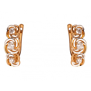 Золотые серьги с цирконием куб. (01-200220878) фотография