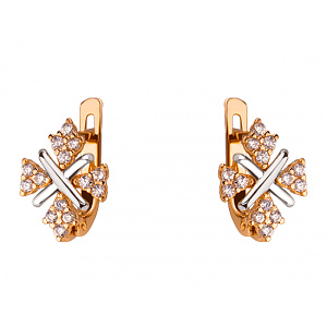 Золотые серьги с цирконием куб. (01-200323778) фотография