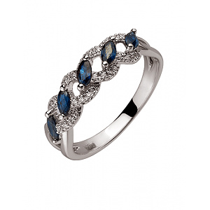 Золотое кольцо с бриллиантами  и  корундами (01-200392678) фотография