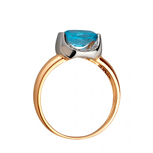 Золота каблучка з топазом  та  цирконієм куб. (01-200426878) фотографія