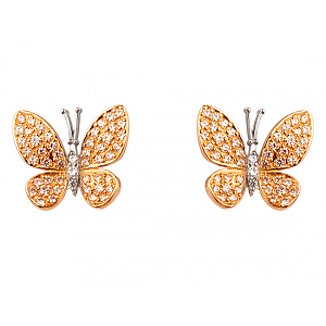 Золотые серьги с цирконием куб. (01-200447878) фотография