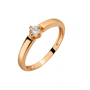 Золотое кольцо с цирконием куб. (01-200535178) фотография