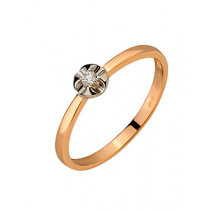 Золота каблучка з діамантом (01-200581578) фотографія