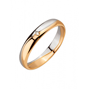 Золотое обручальное кольцо  с бриллиантом (01-200841778) фотография