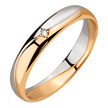 Золотое обручальное кольцо  с бриллиантом (01-200841778)