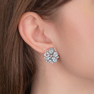 Золотые серьги с бриллиантами  и  топазами (2б_с-133) фотография