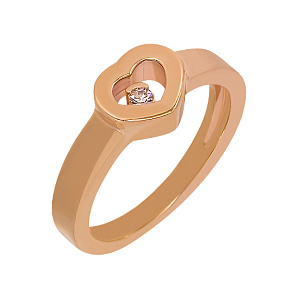 Золота каблучка з діамантом (1к-259) фотографія