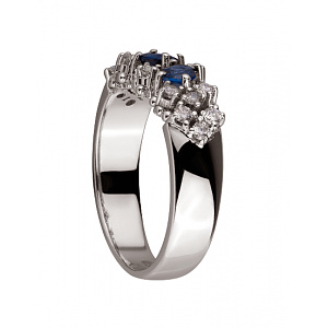 Золотое  кольцо с бриллиантами  и  корундами (01-200087379) фотография