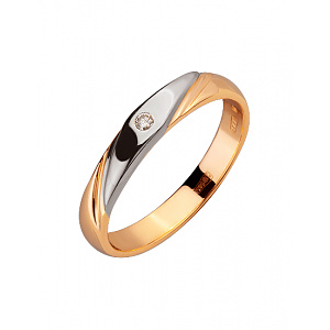 Золотое обручальное кольцо  с бриллиантом (01-200152579) фотография