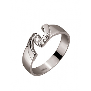 Золота каблучка з діамантами (01-200283079) фотографія