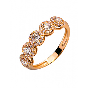 Золотое кольцо с цирконием куб. (01-200331579) фотография