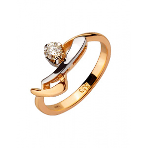Золота каблучка з діамантом (01-200369479) фотографія