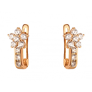 Золотые серьги с цирконием куб. (01-200438279) фотография