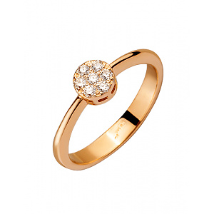 Золота каблучка з діамантами (01-200449079) фотографія