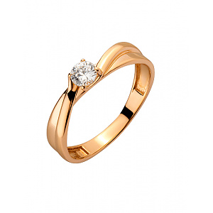 Золотое кольцо с цирконием куб. (01-200535179) фотография