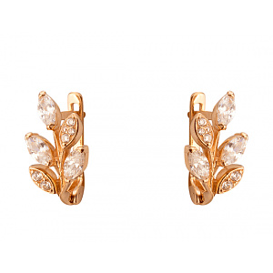 Золоті сережки з цирконієм куб. (01-200573479) фотографія