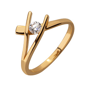 Золота каблучка з фіанітом (1б_к-196) фотографія