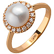 Золотое кольцо с бриллиантами  и  жемчугом 1б_к-115 фотография 1