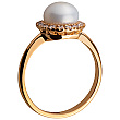 Золотое кольцо с бриллиантами  и  жемчугом 1б_к-115 фотография 2
