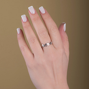 Золота каблучка з фіанітами (кубічним цирконієм) (2б_к-314) фотографія