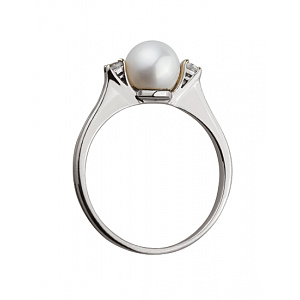 Золота каблучка з перлиною  та  цирконієм куб. (01-18344080) фотографія