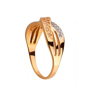 Золотое кольцо с цирконием куб. (01-19089280) фотография