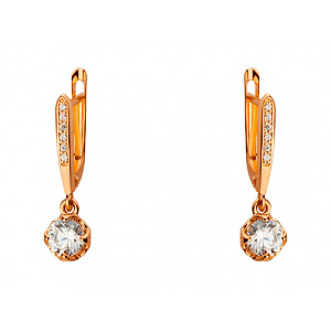 Золоті сережки з цирконієм куб. (01-19109380) фотографія