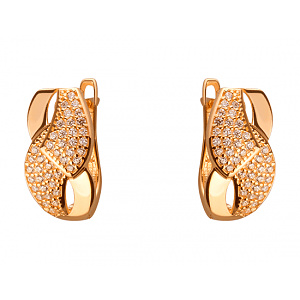 Золотые серьги с цирконием куб. (01-19220380) фотография