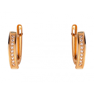 Золотые серьги с цирконием куб. (01-200209480) фотография