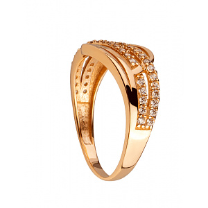 Золотое кольцо с цирконием куб. (01-200358780) фотография